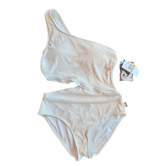 New MICHAEL KORS One Shoulder One-Piece Side Cutout Swimsuit Women's Sz 14 - Picture 2 of 10